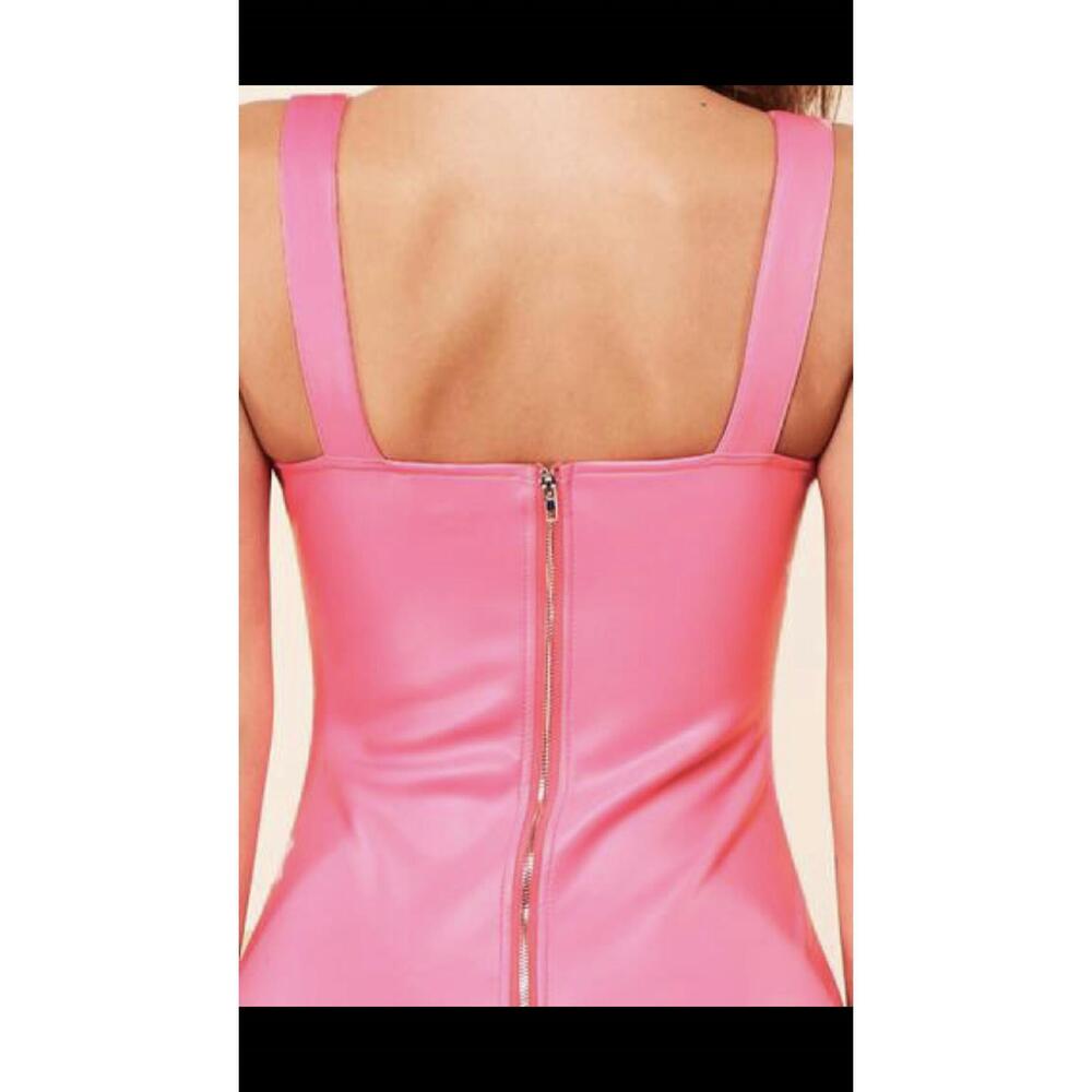 NEW PORSHIA BY PORSHIA BANKS valentina vegan leather midi dress in pink - Picture 8 of 8